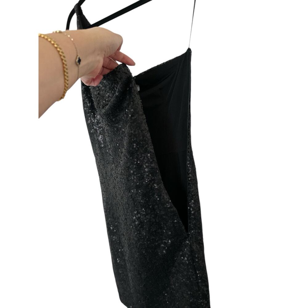 Stunning Black Sequin One-Shoulder Bodycon Mini Dress Perfect for Party/NYE SZ S - Picture 4 of 8